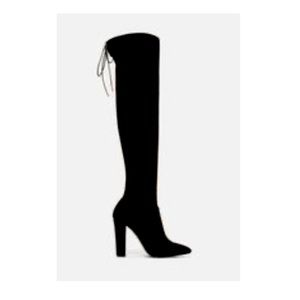 JustFab Faux Suede, Stretch Over The Knee Boot **IN BLACK** (Size 8)